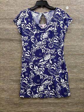 Lilly Pulitzer Daniella Seahorse Spectrum Dress Womens S Blue Casual Pima Cotton